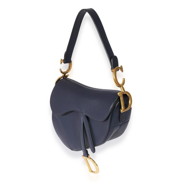 Dior Navy Leather Saddle Bag - Picture 2 of 9